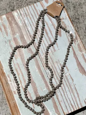 60" Bead Necklace ||  Light Gray   Gold Granite Mix