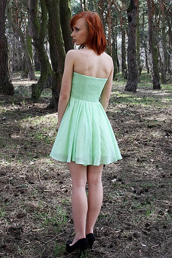 A-line Sweetheart Knee Length Chiffon Sleeveless Prom Dress