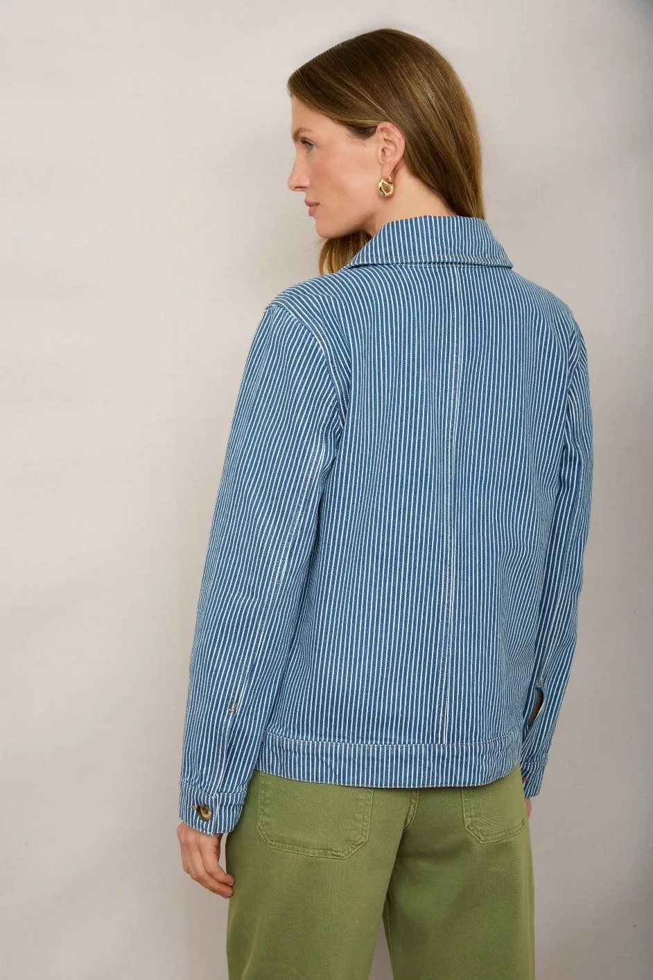 Ada Denim Jacket - Blue/Ivory Stripe