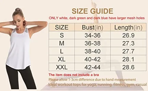 Aeuui Workout Tops for Women Mesh Racerback Tank Yoga Shirts Gym Clothes Light Blue