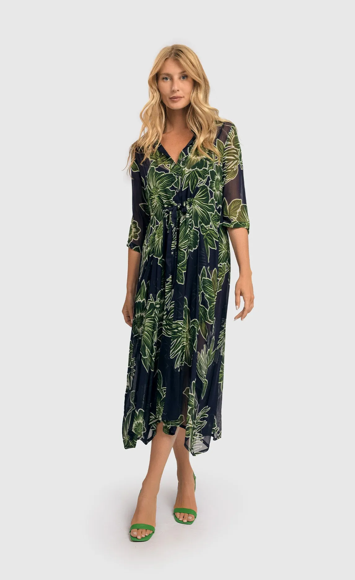 Alembika Royal/Green Ava Chiffon Maxi Dress