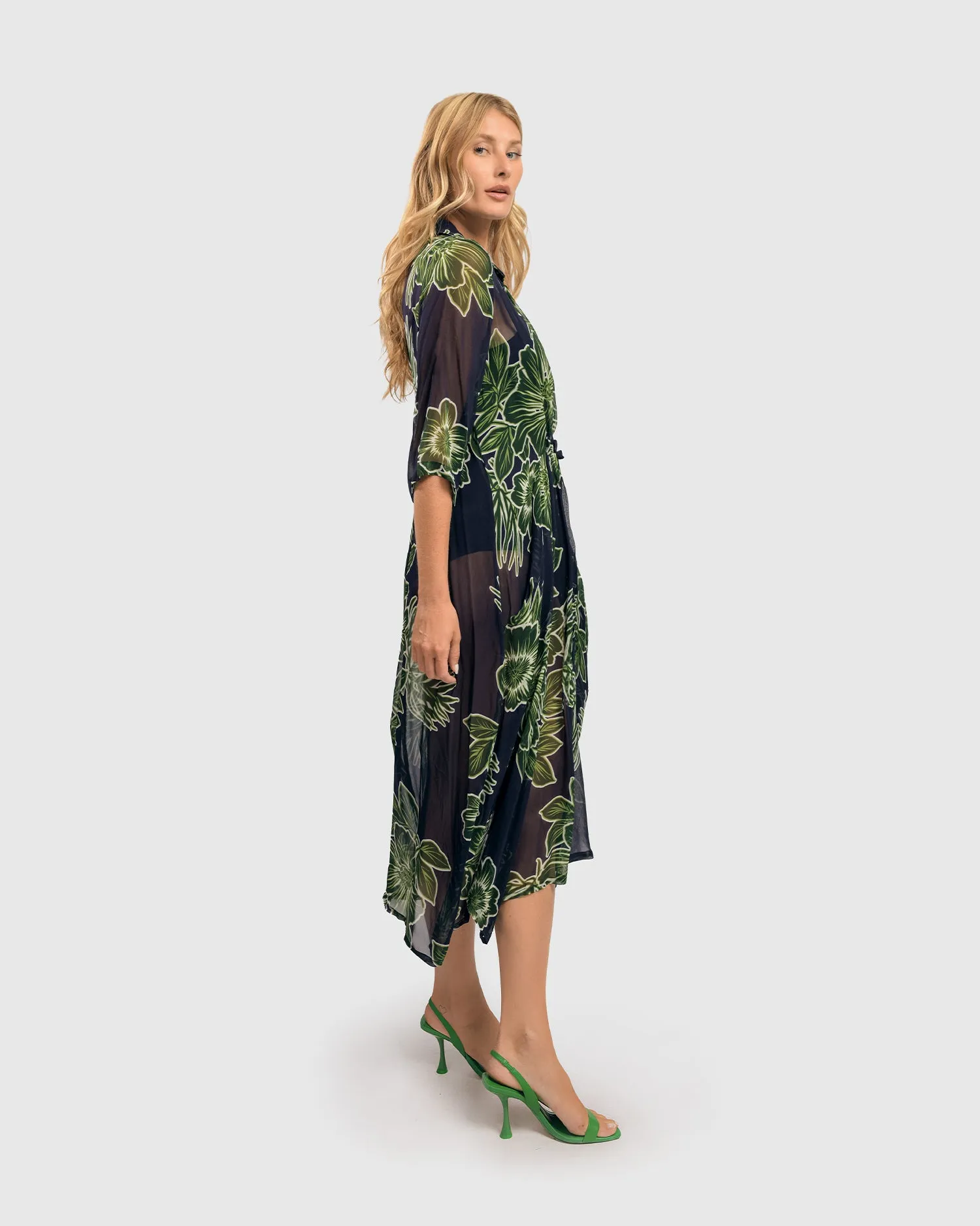 Alembika Royal/Green Ava Chiffon Maxi Dress
