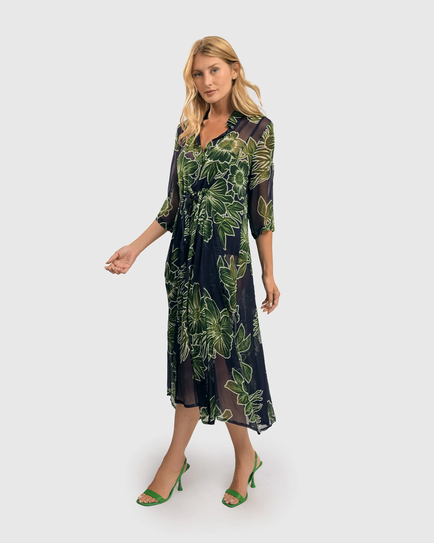 Alembika Royal/Green Ava Chiffon Maxi Dress
