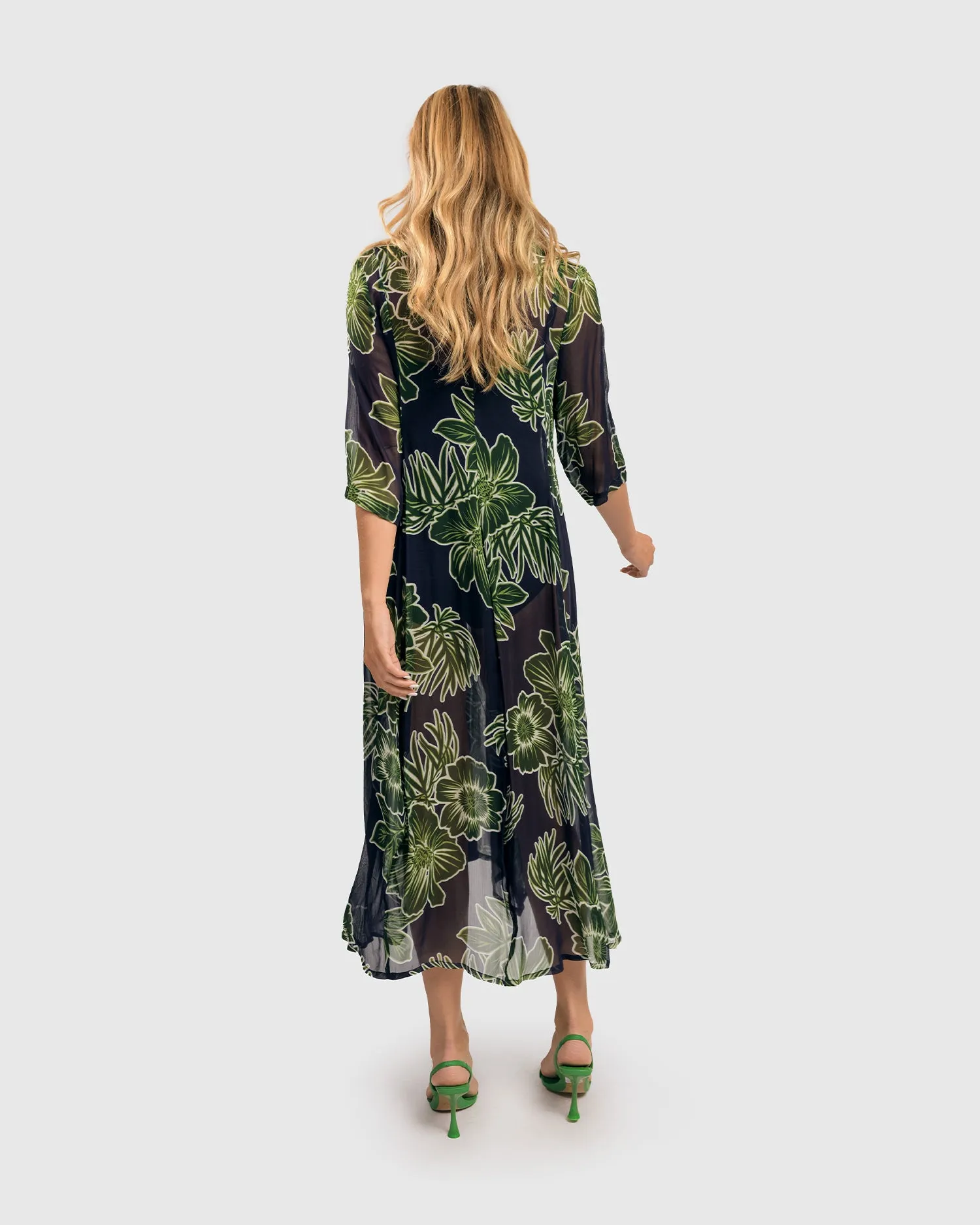 Alembika Royal/Green Ava Chiffon Maxi Dress