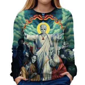 Alien Christ Womens Sweatshirt