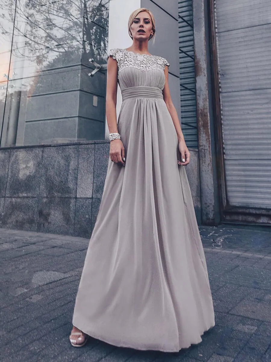 Allanah cap sleeve lace and chiffon bridesmaid dress in grey Express NZ wide