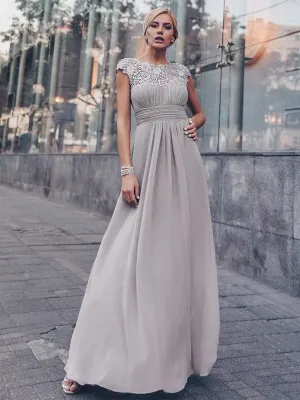 Allanah cap sleeve lace and chiffon bridesmaid dress in grey Express NZ wide