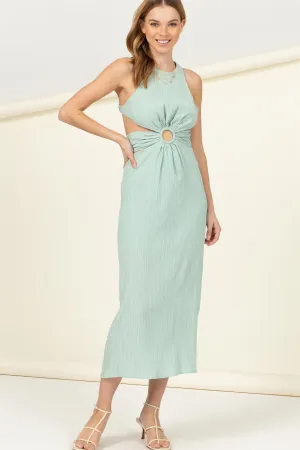 AMANDA SAGE GREEN CUTOUT DRESS