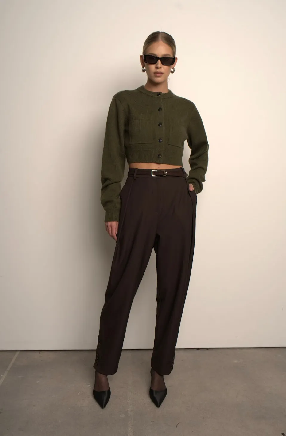 Antonella crop cardigan - Forest