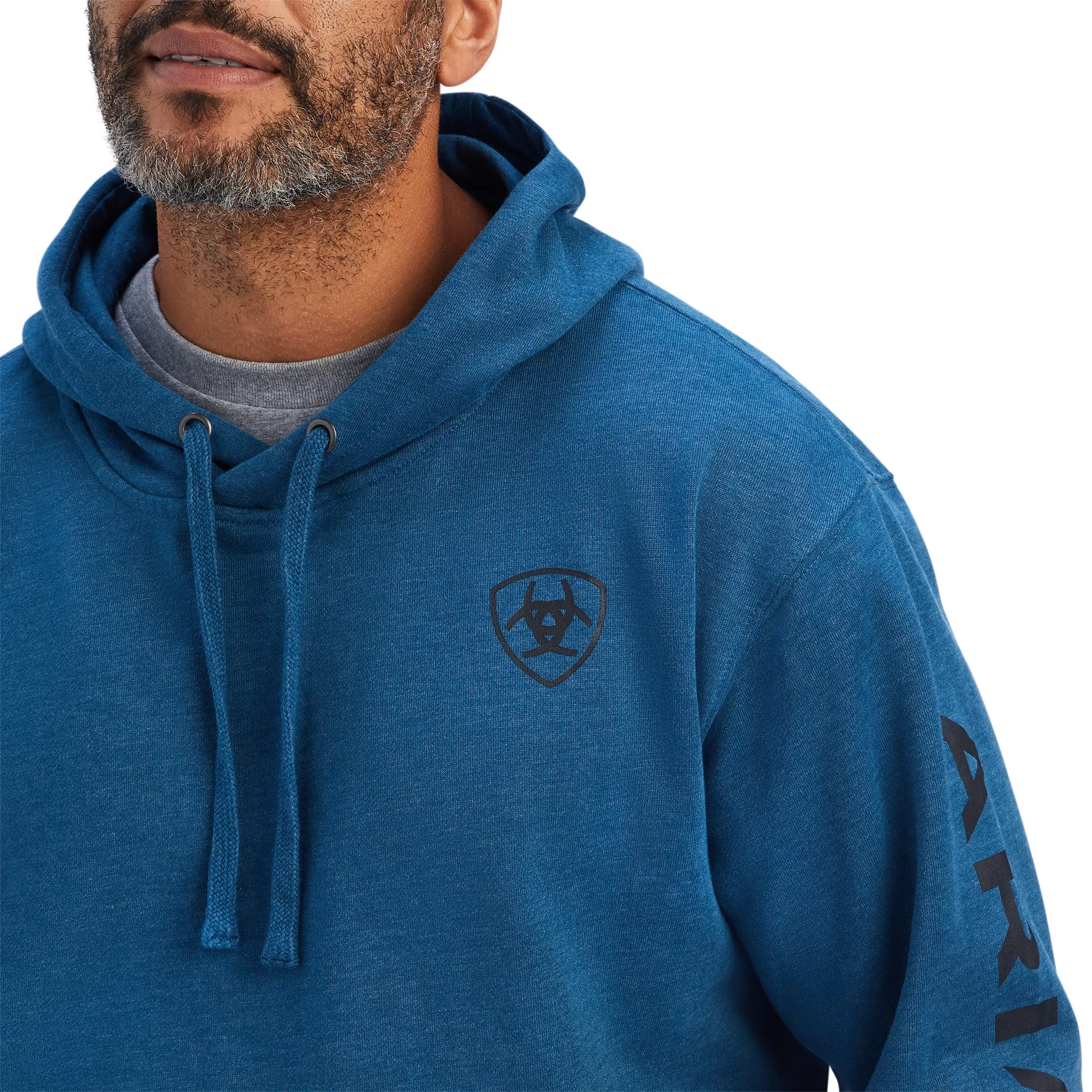 Ariat® Men's Logo Poseidon Heather Blue Hoodie 10041803