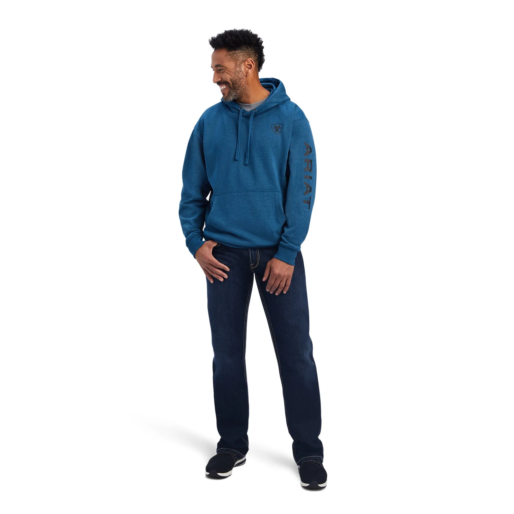 Ariat® Men's Logo Poseidon Heather Blue Hoodie 10041803