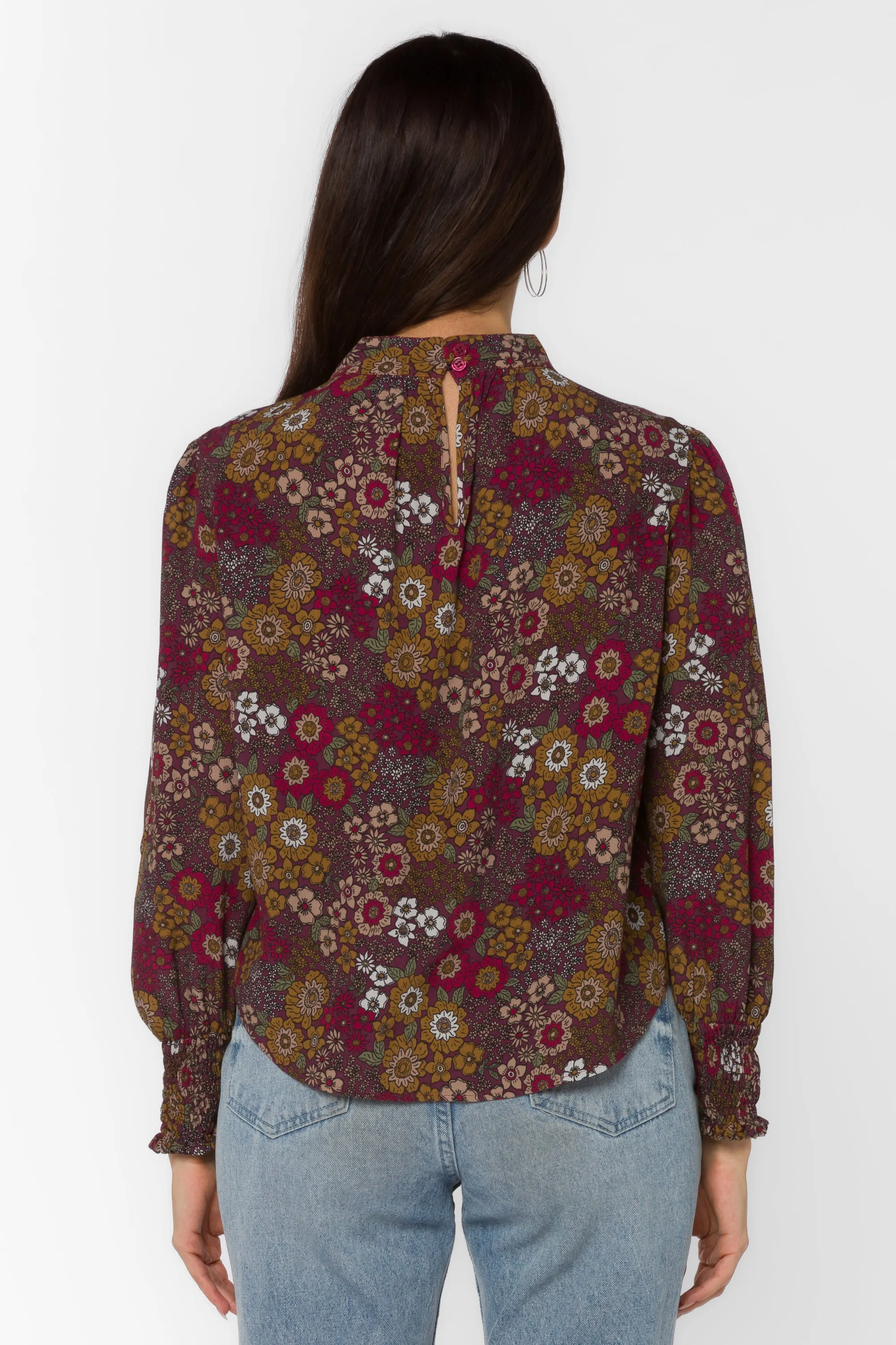 Arlene Red Sangria Floral Top