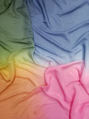 Artisanal Hand Dyed Soft Modal Muslin Mul Silk Ombre Shaded Fabric