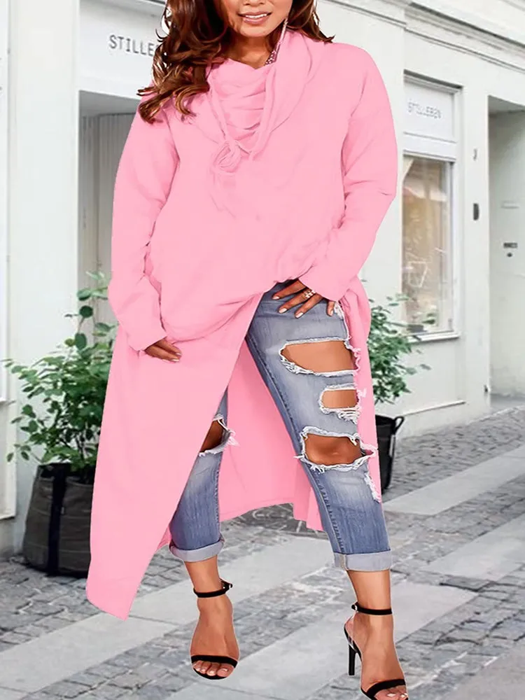 Asymmetric Long Sleeve Sweatshirts Tunic Top
