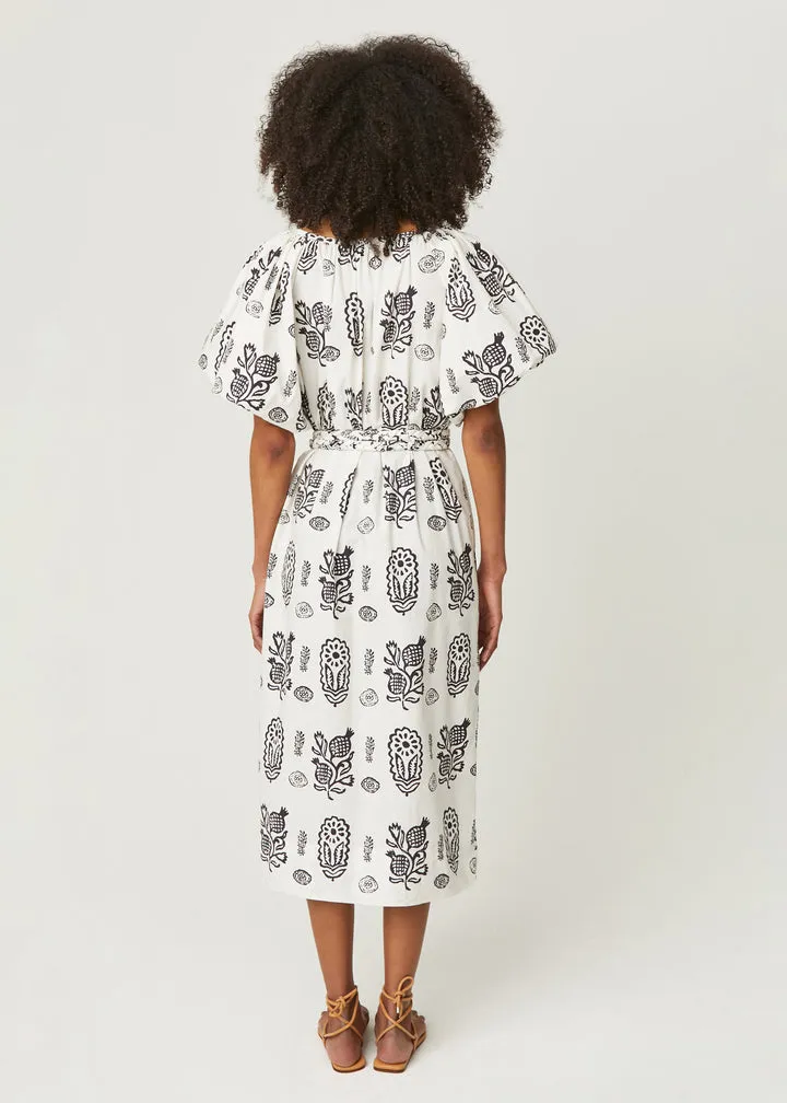 Augustina Dress in Ivory Block
