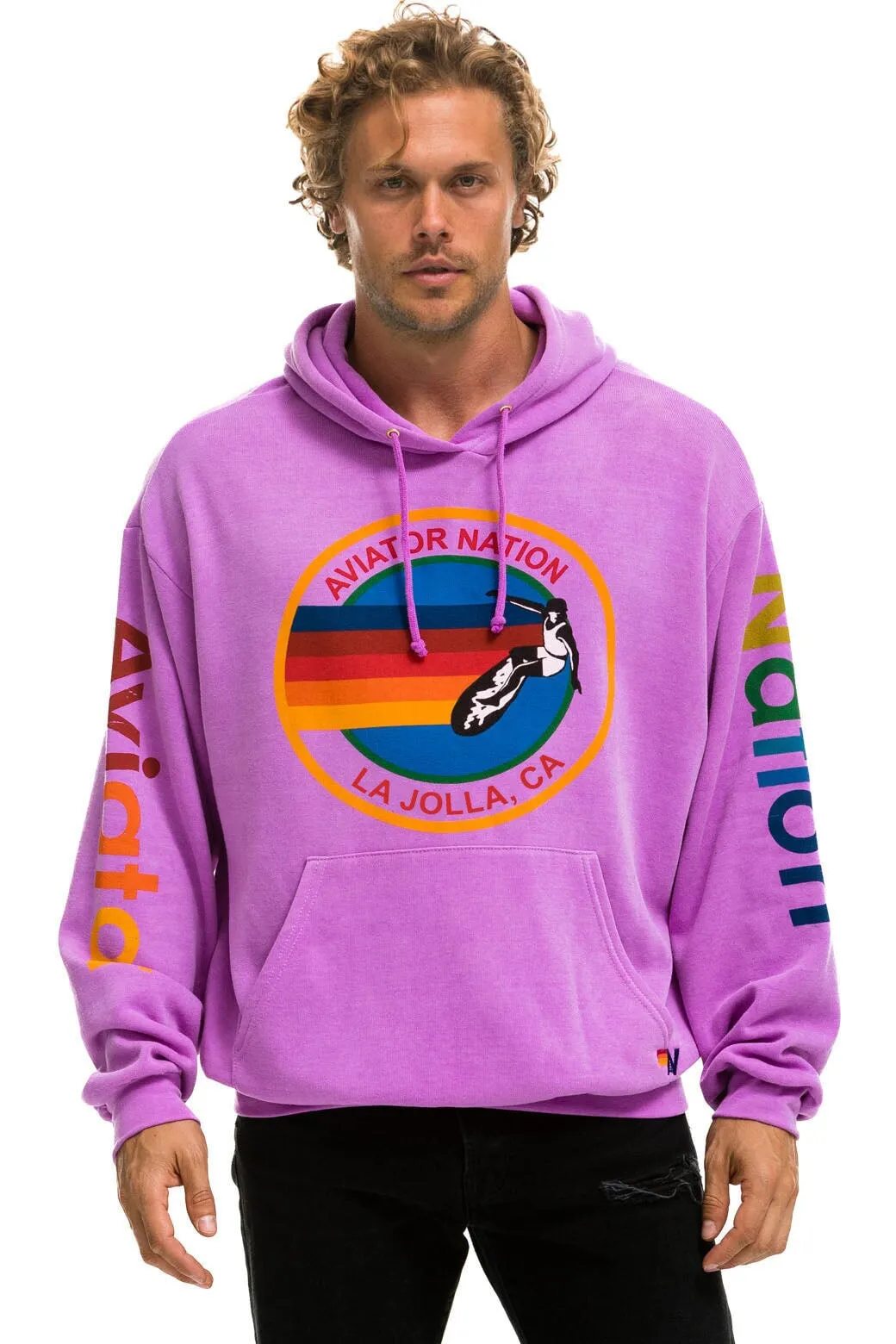 AVIATOR NATION LA JOLLA RELAXED PULLOVER HOODIE - NEON PURPLE