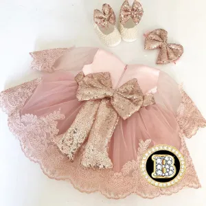 Baby Bow Lace Ball Gown Casual Princess Baby Girls Dresses