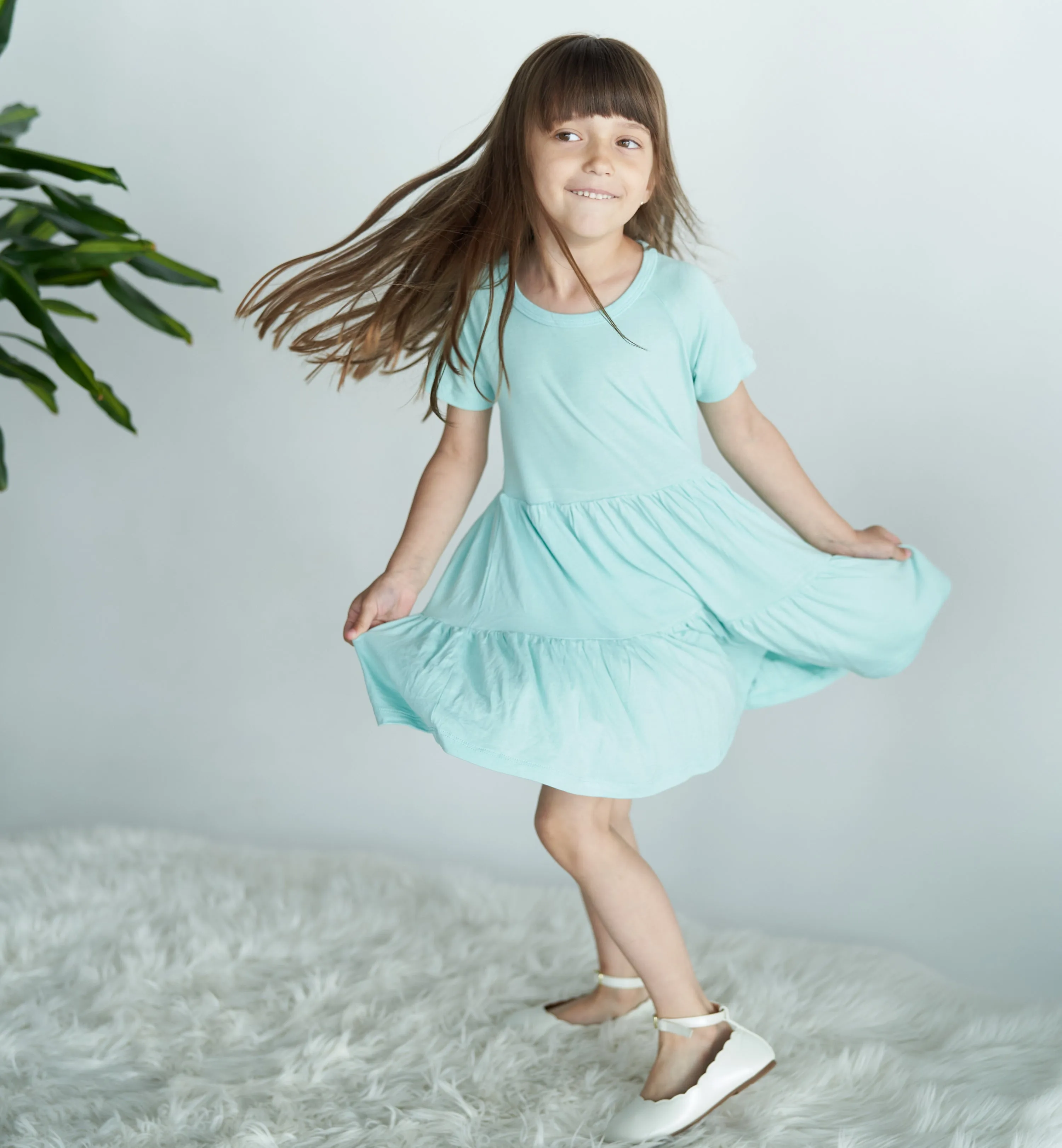 Bamboo Tiered Jersey Dress with Bloomer (Cotton Candy)