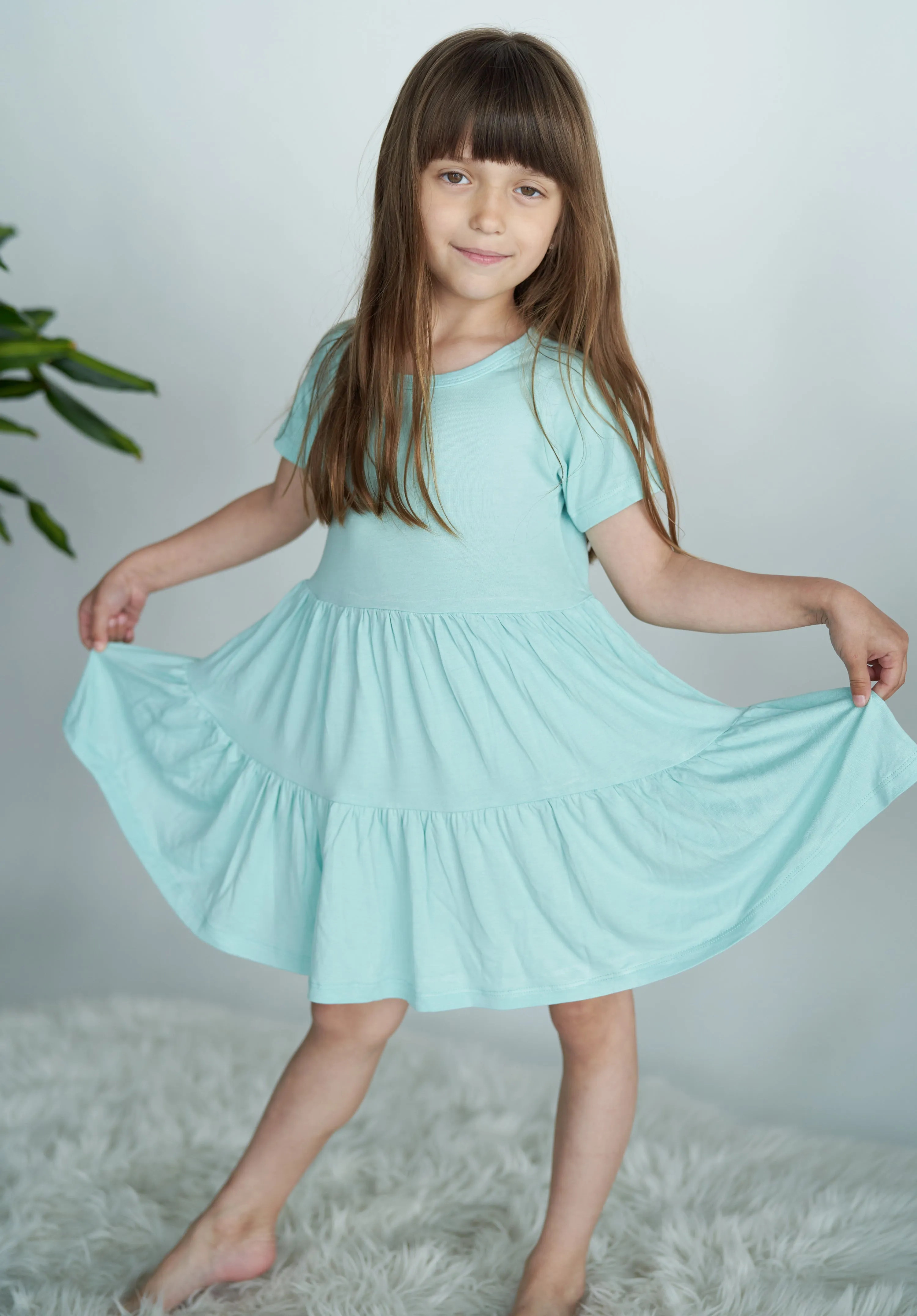 Bamboo Tiered Jersey Dress with Bloomer (Cotton Candy)
