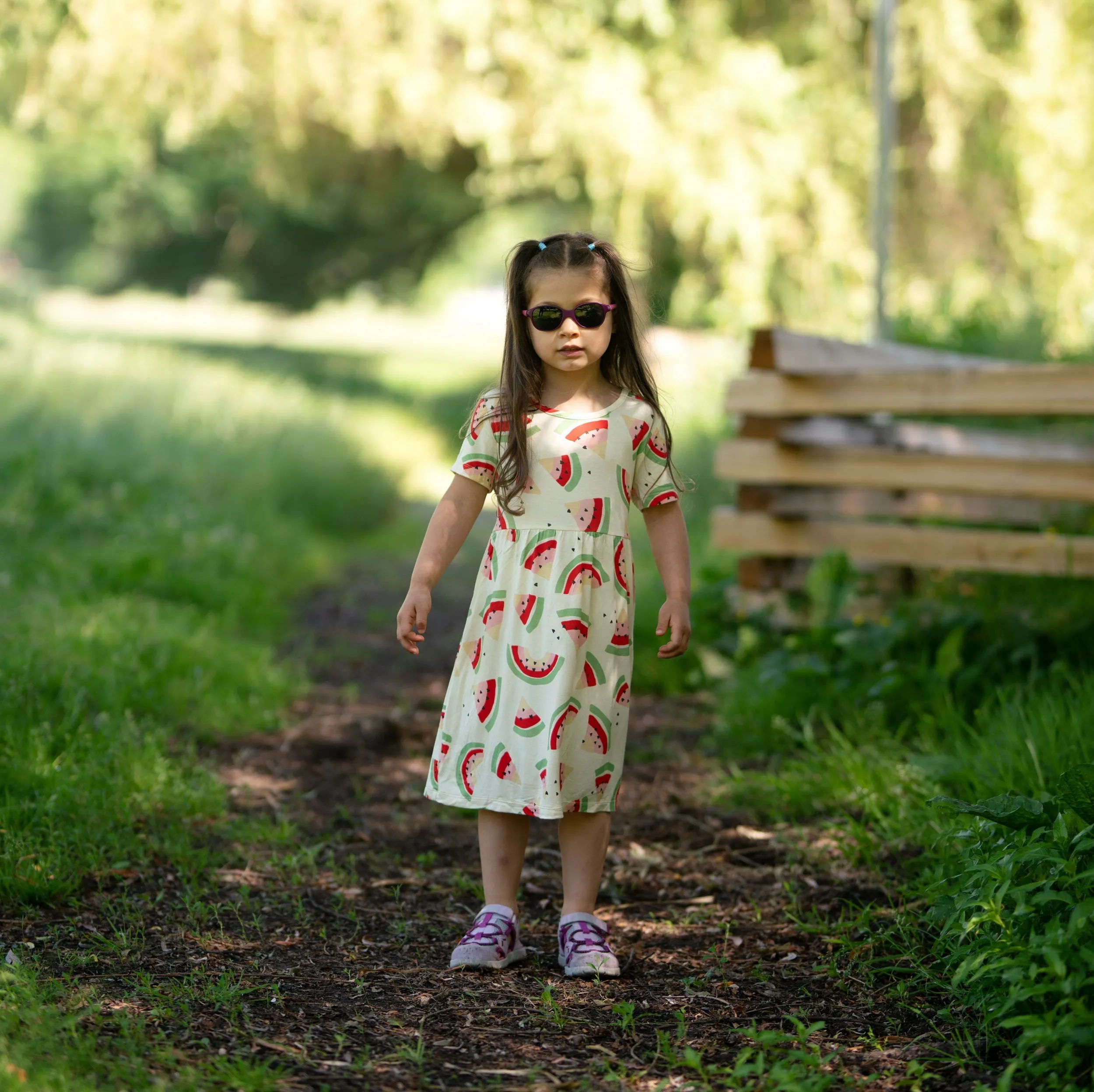 Bamboo Twirl Dress with Bloomer (Watermelon Rainbow Print)