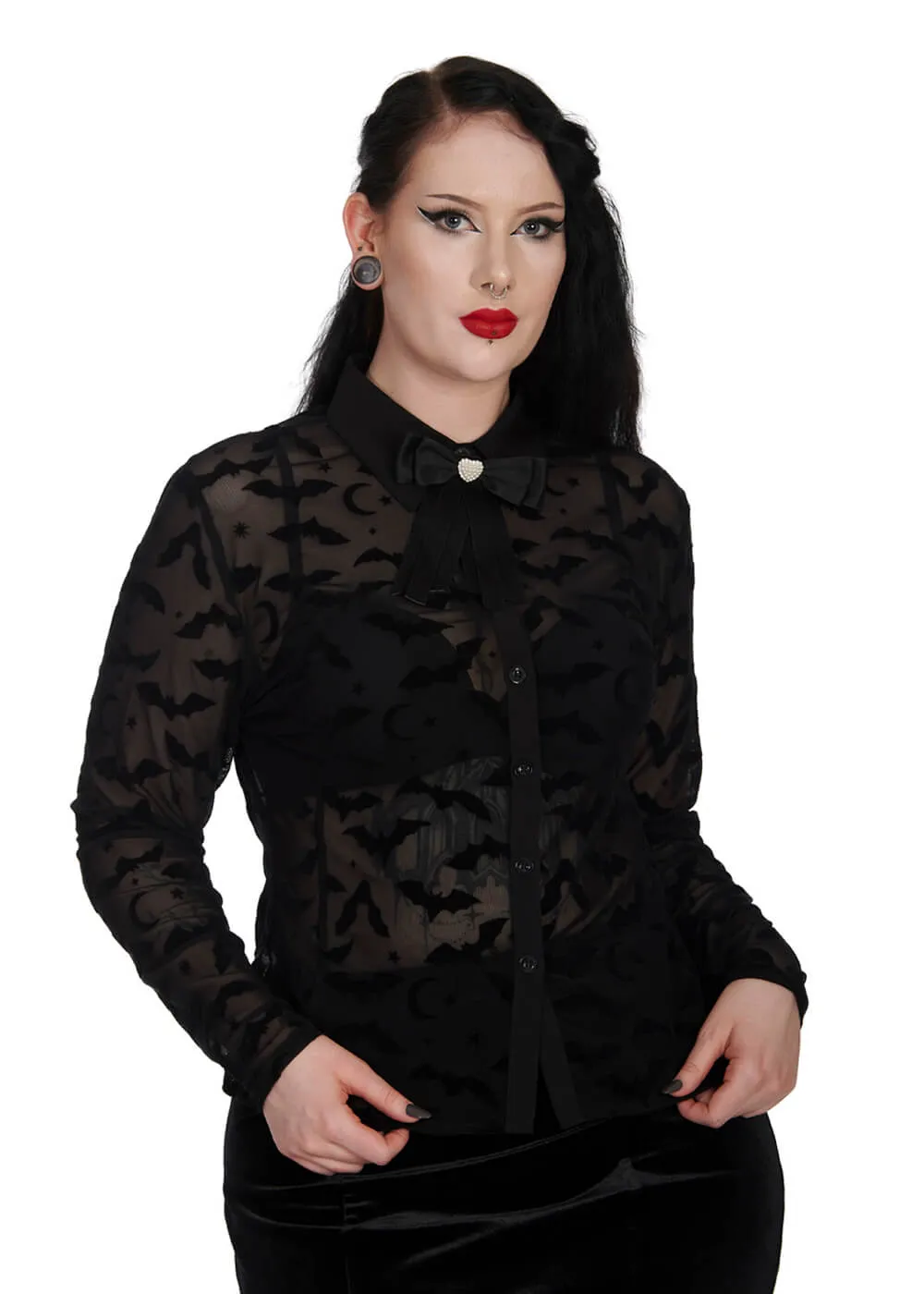 Banned Alternative Strangers Paradise Bats Blouse Black