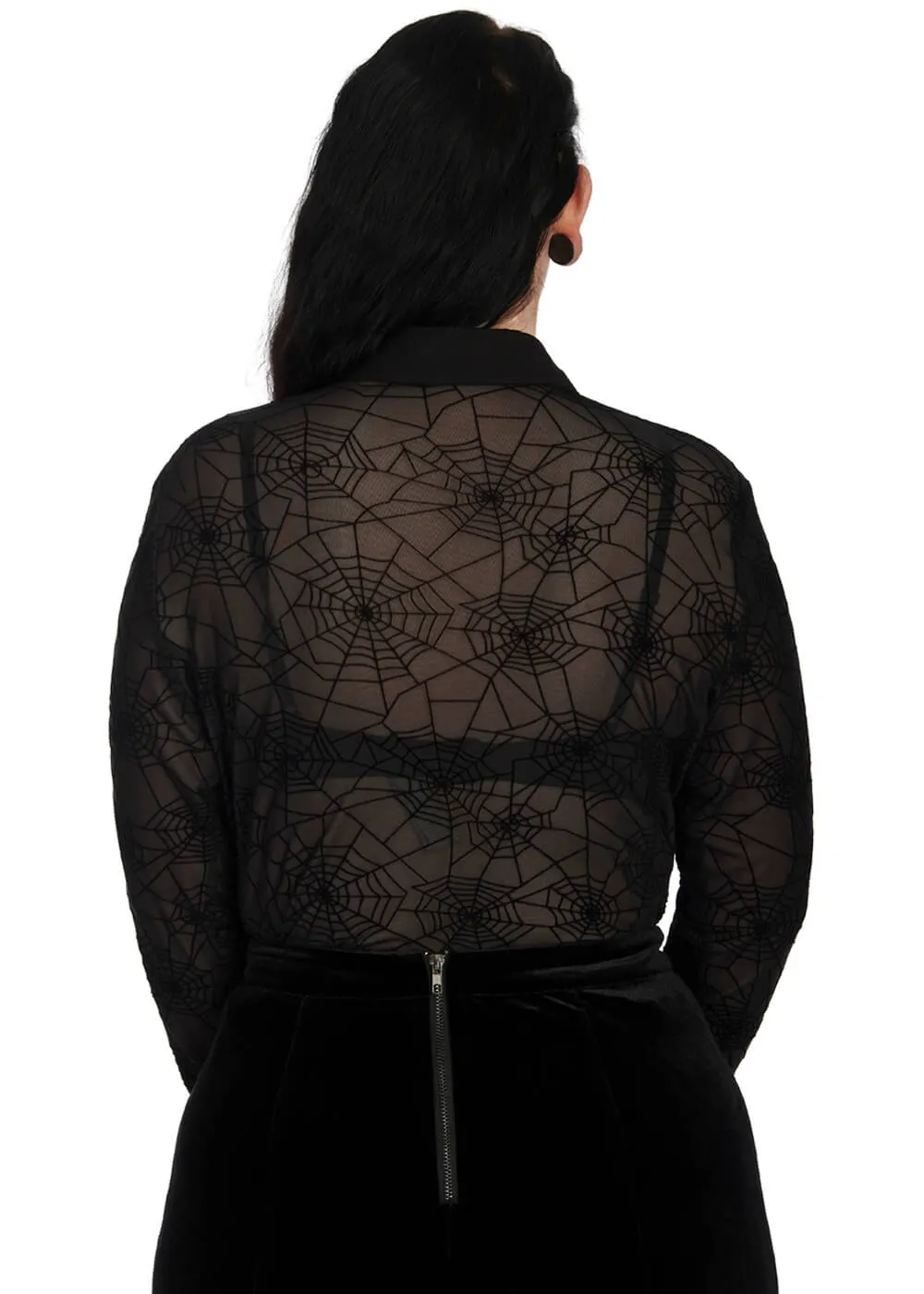 Banned Alternative Tangled In Paradise Spiderweb Blouse Black
