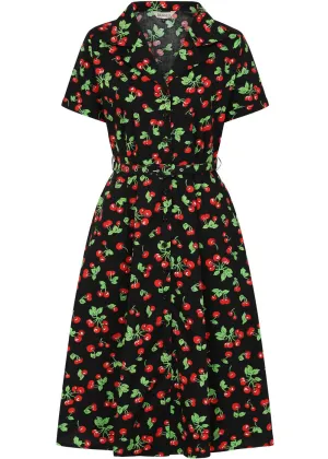 Banned Darla Cherries 50's Swing Dress Black
