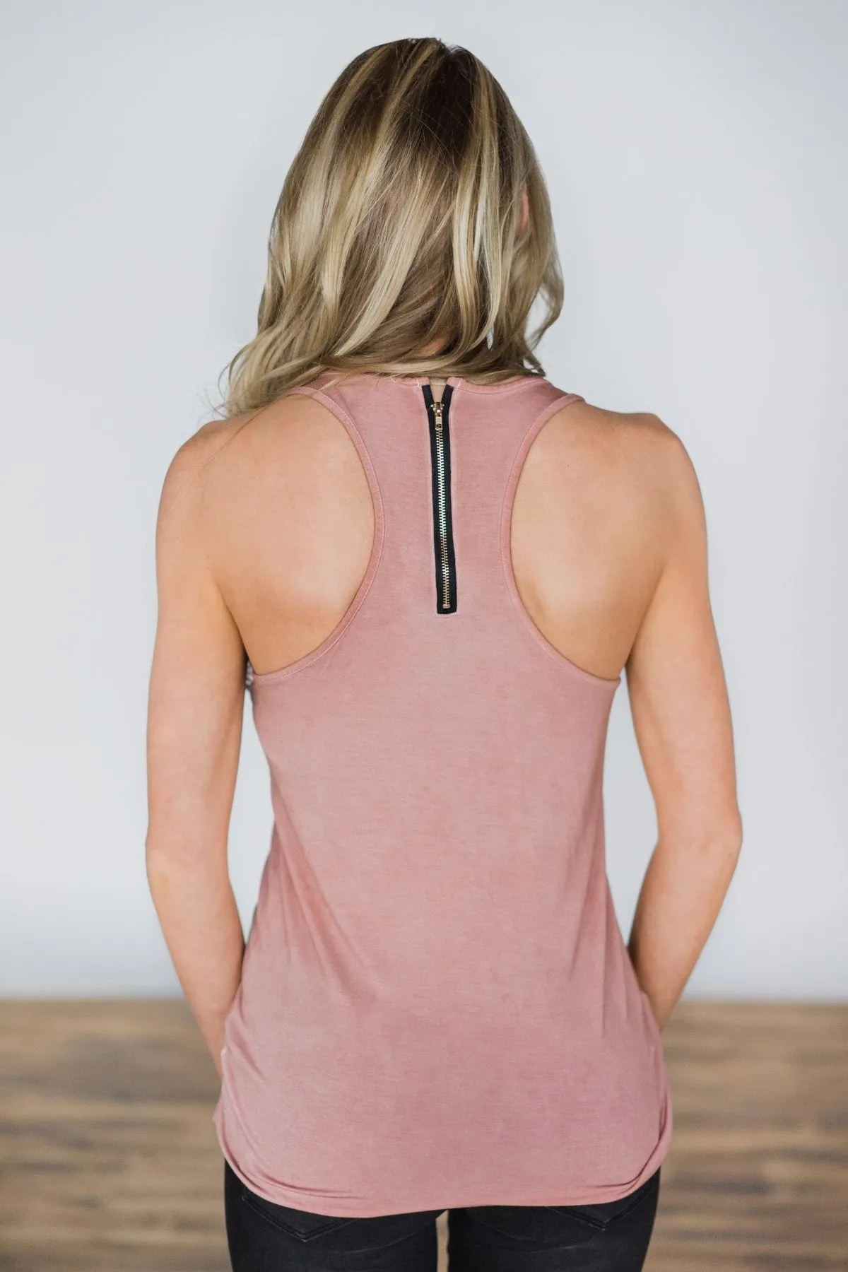 Basic Zipper Pocket Tank ~ Blush