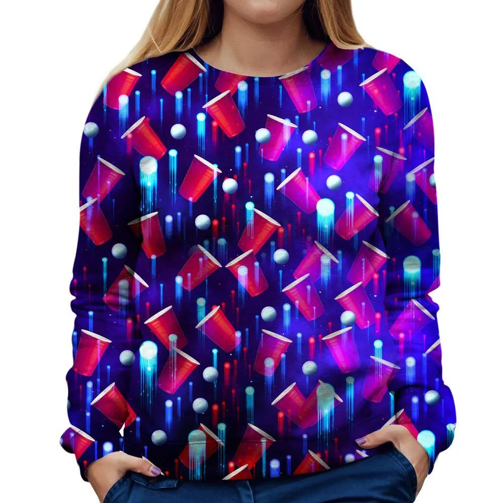 Beer Pong Red White And Blue Womens Sweatshirt