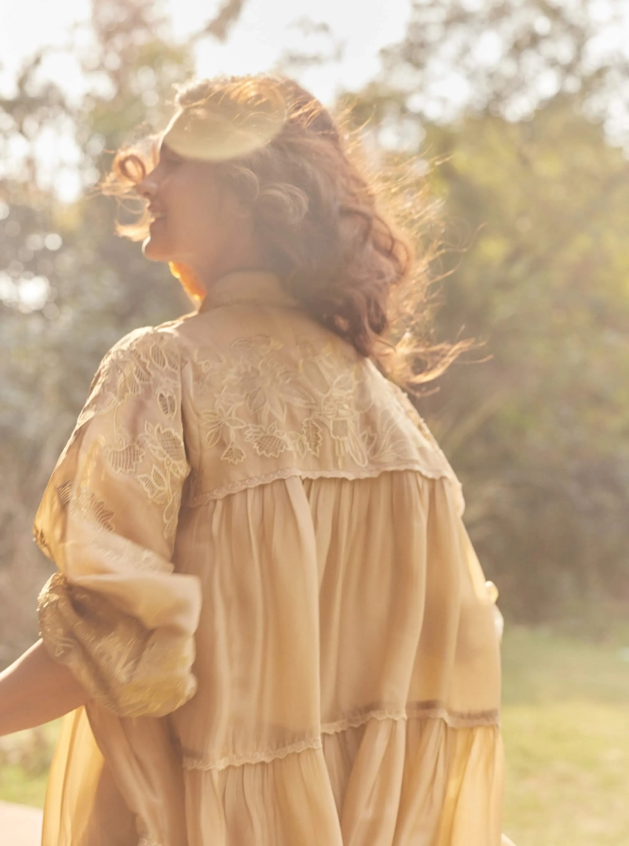 Beige breezy organza dress
