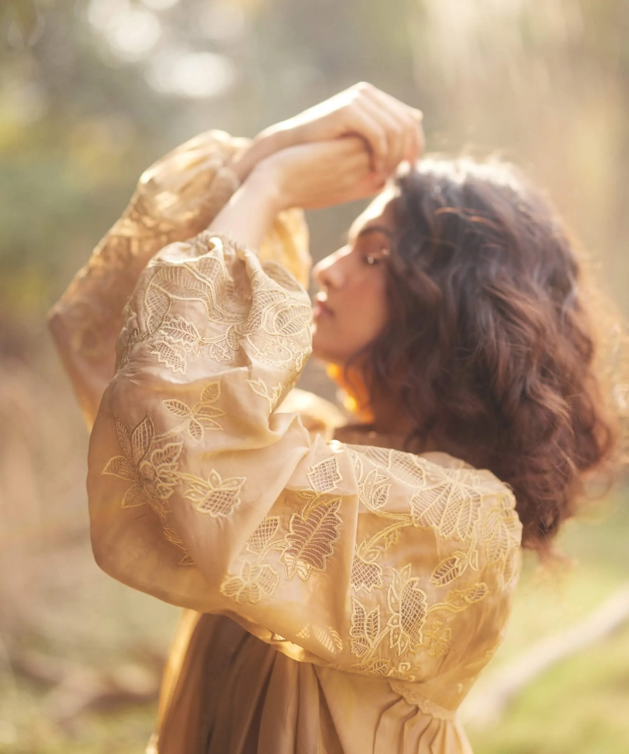 Beige breezy organza dress