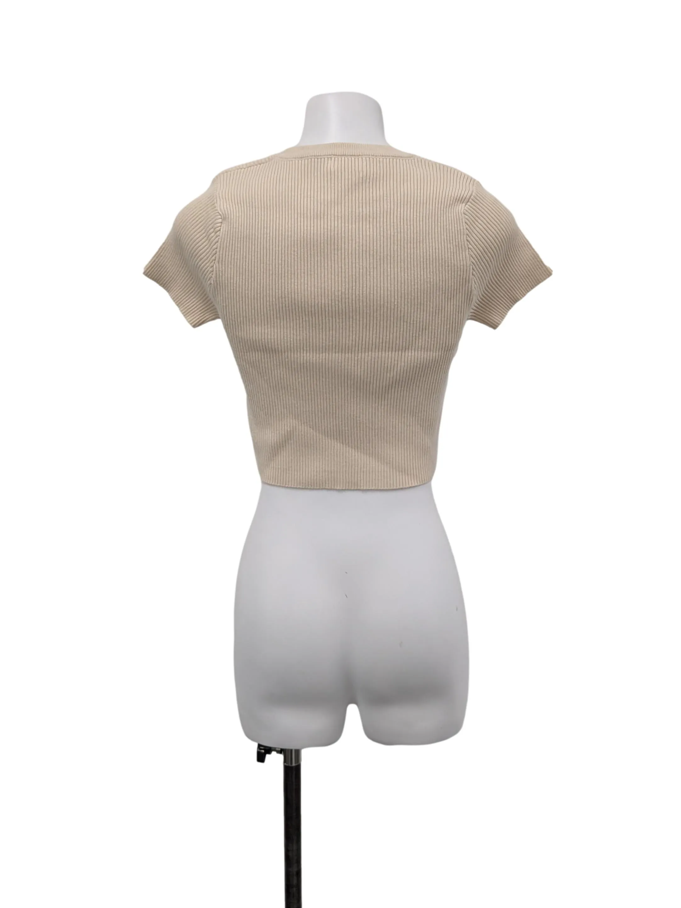 Beige Round Neck Top