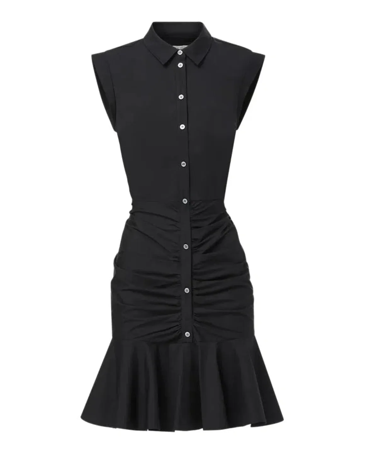 BELL BUTTON DOWN RUCHED SHIRTDRESS