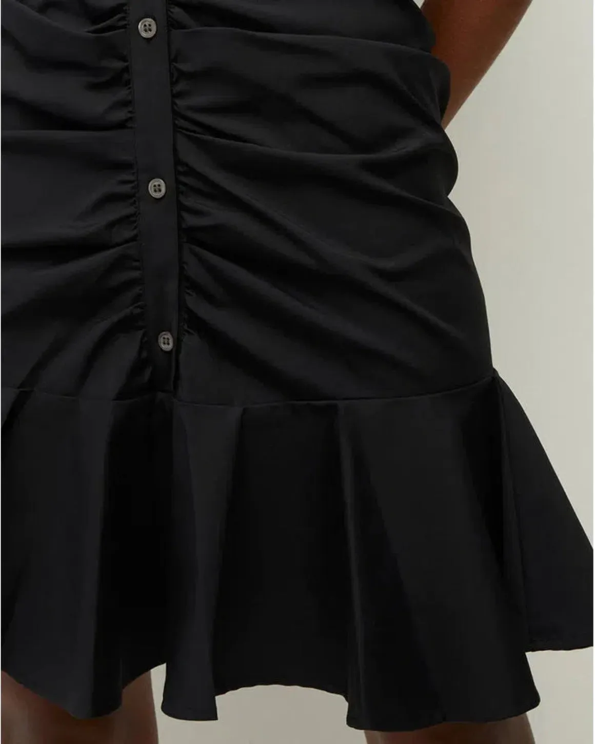 BELL BUTTON DOWN RUCHED SHIRTDRESS