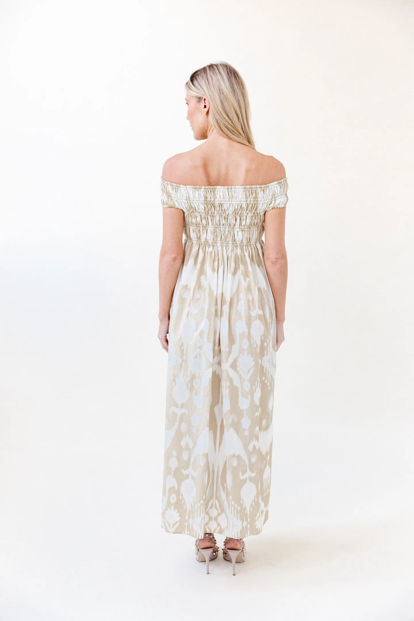 Beth Dress in Taupe Ikat