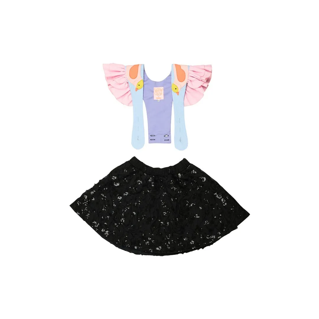 Bird Frill Girl Dress - Enchanting Comfort for Little Fashionistas