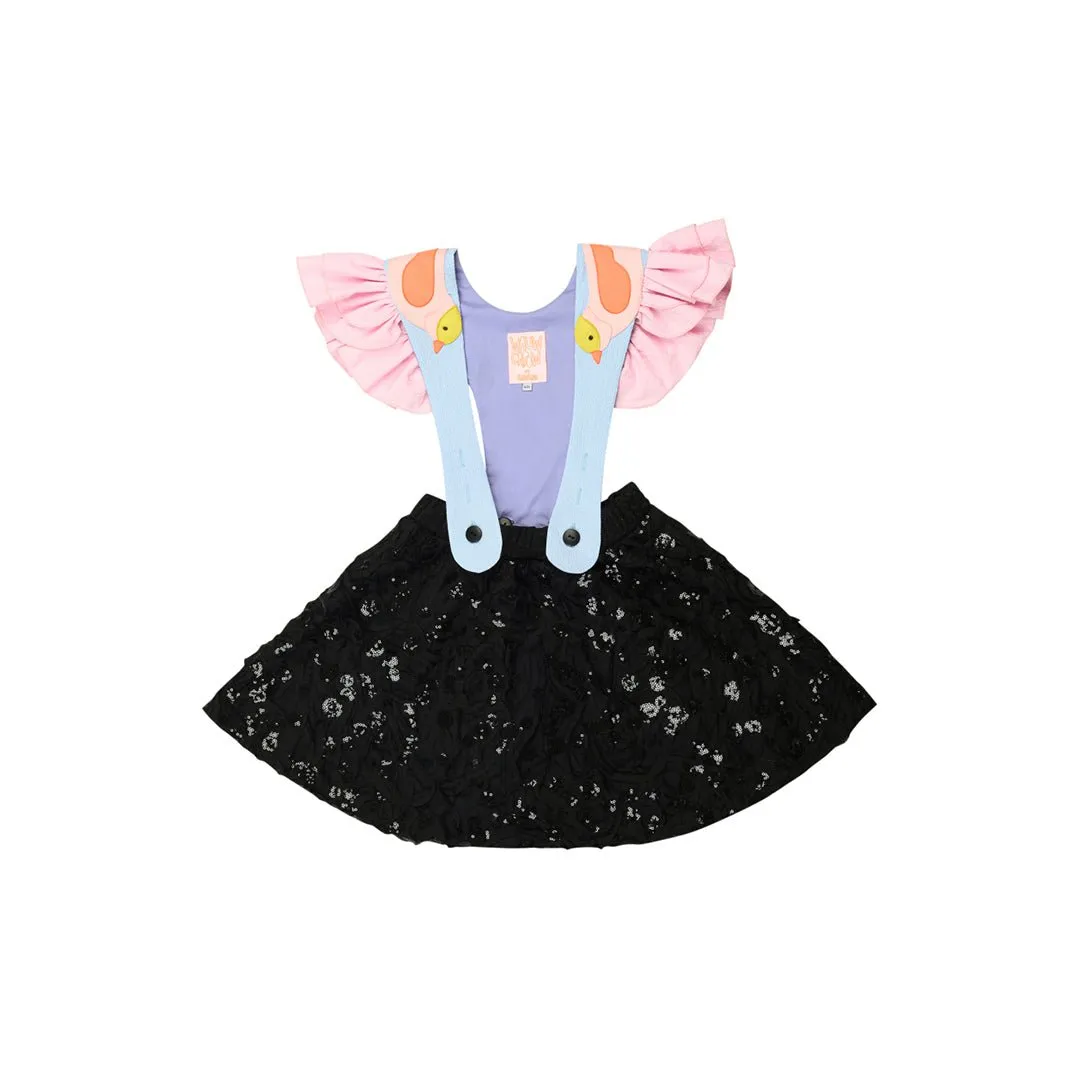 Bird Frill Girl Dress - Enchanting Comfort for Little Fashionistas