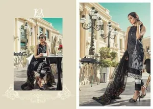 Black and White Lawn Suit with Net Dupatta by Maria. B - L1168