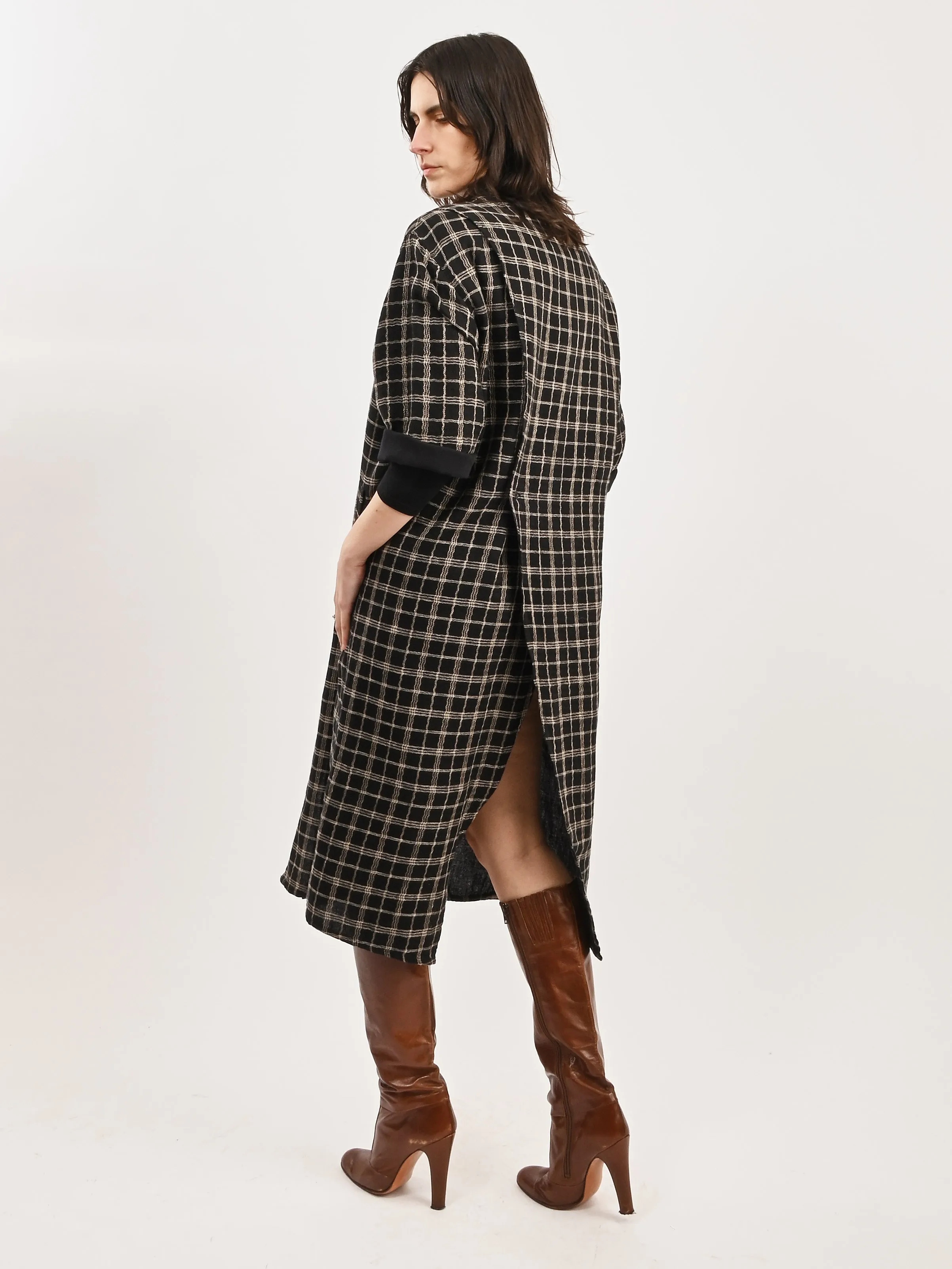 Black Curvy Grid Back X Dress