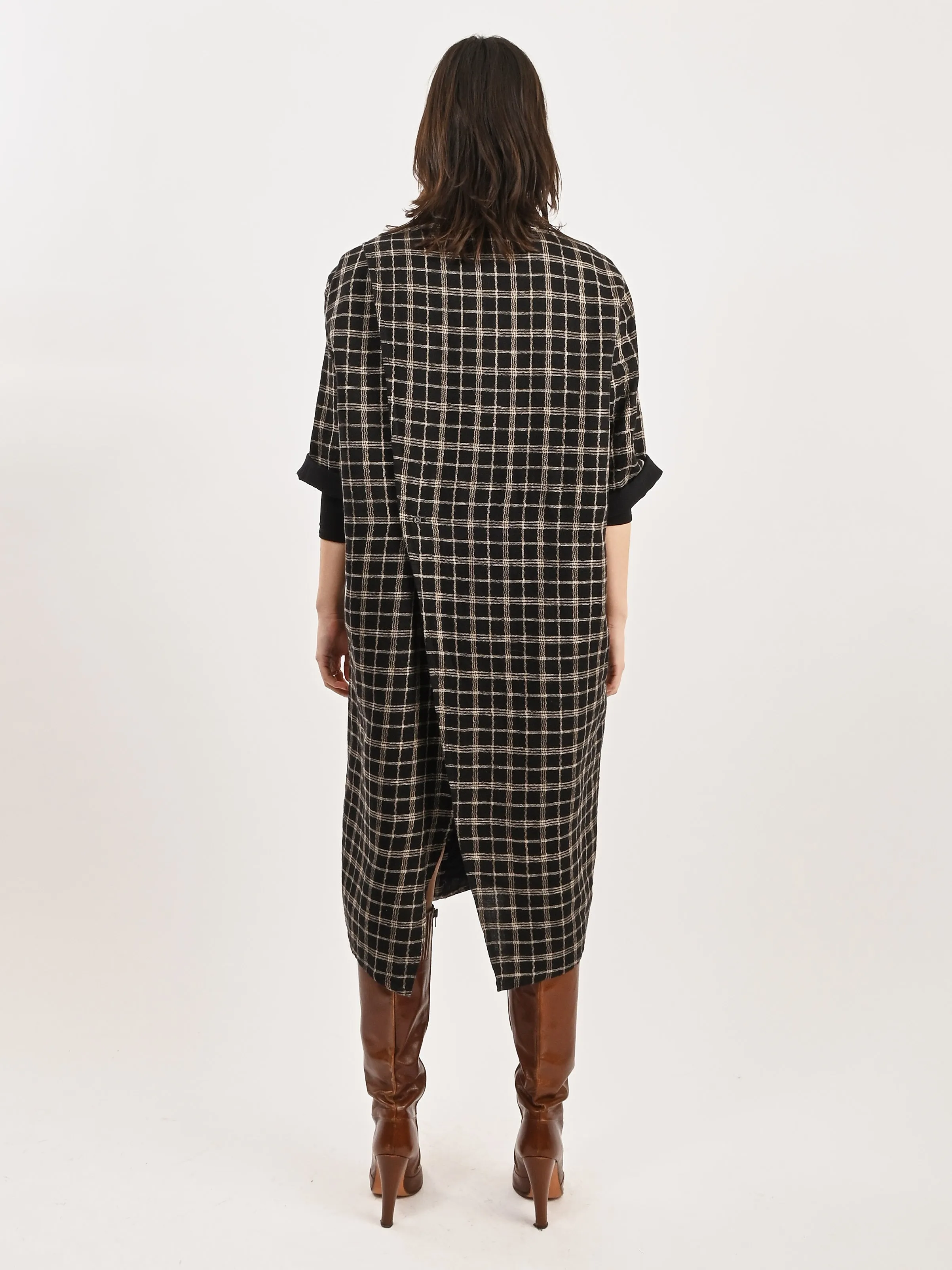 Black Curvy Grid Back X Dress