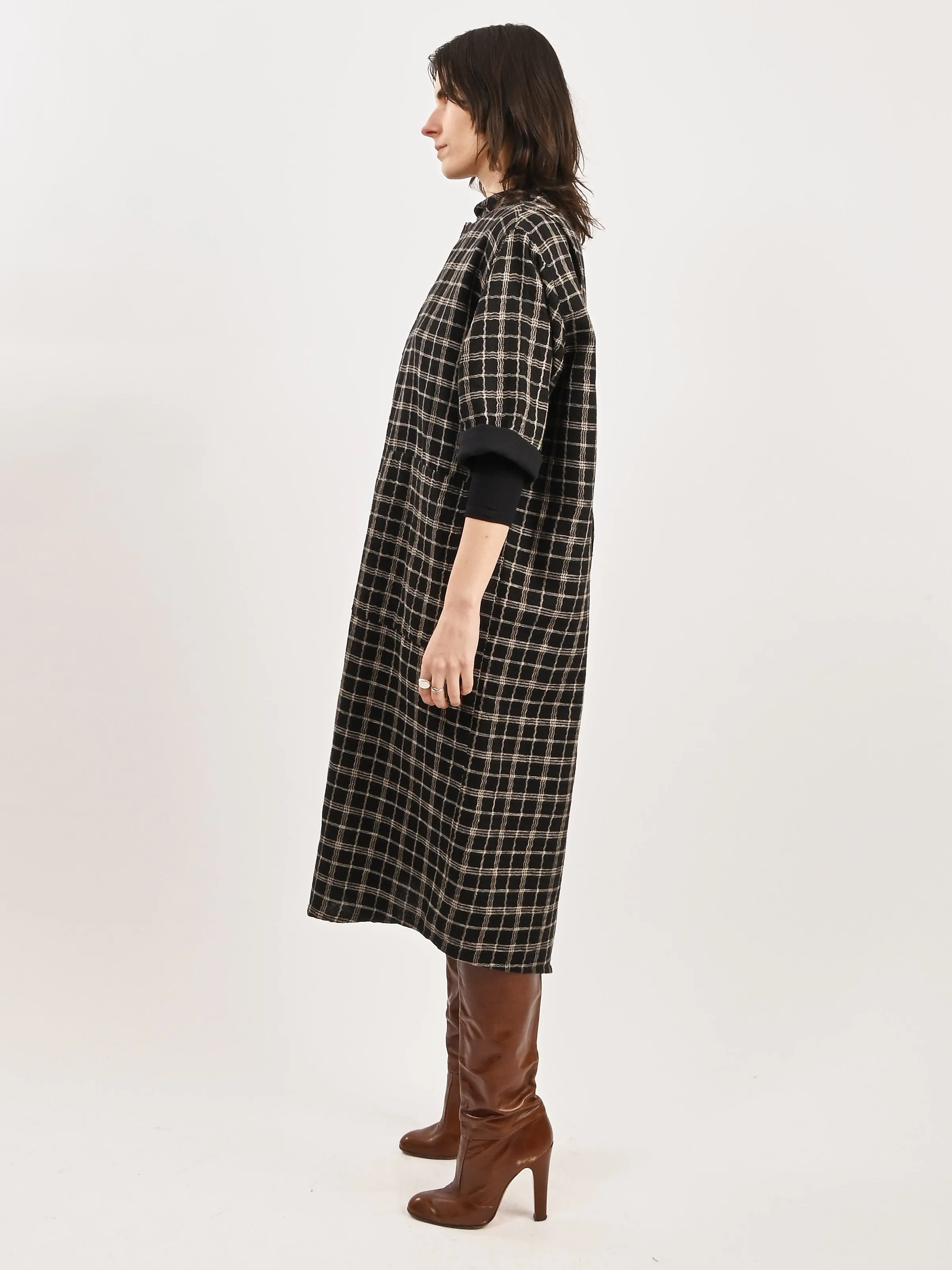 Black Curvy Grid Back X Dress