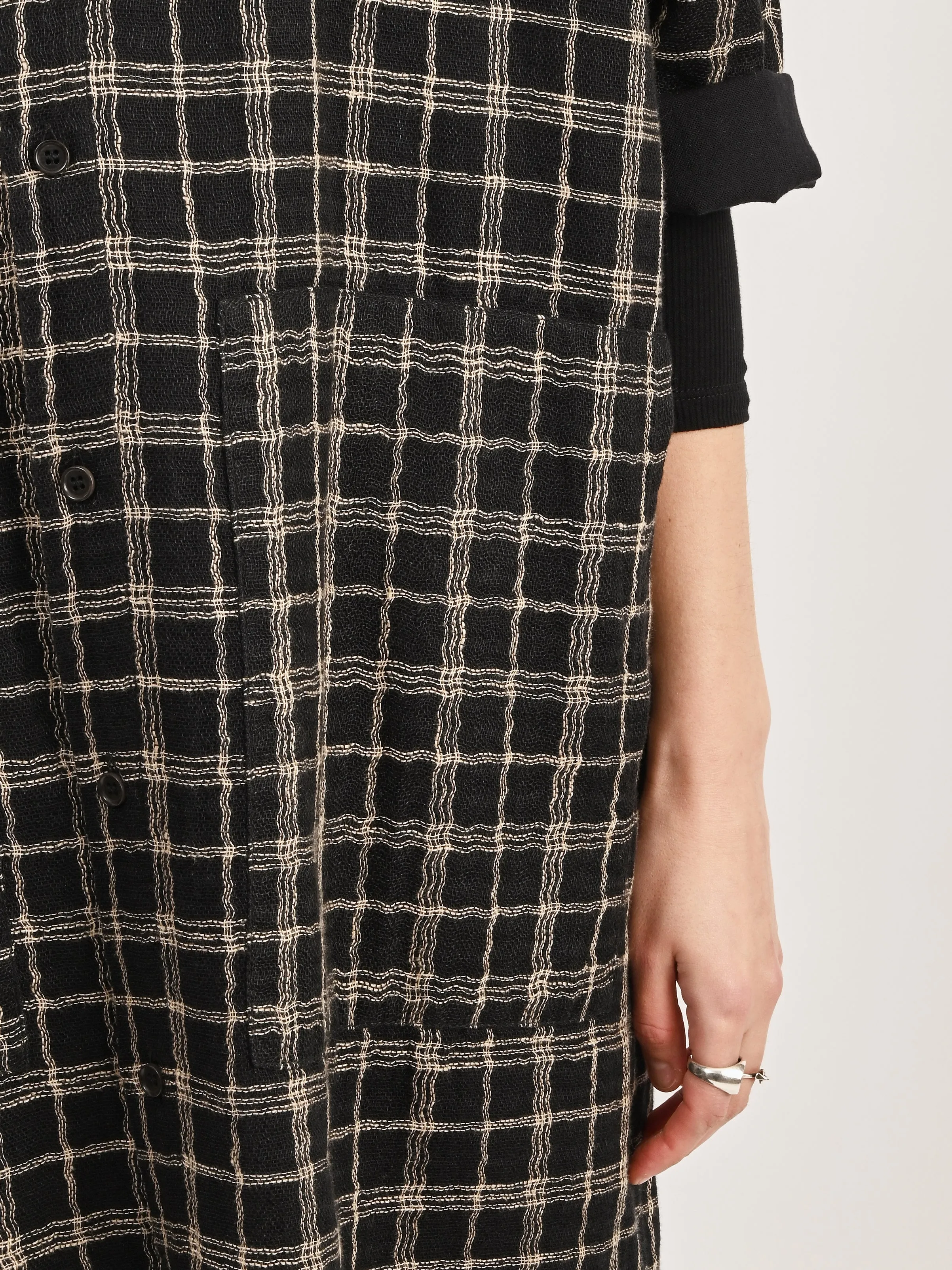 Black Curvy Grid Back X Dress