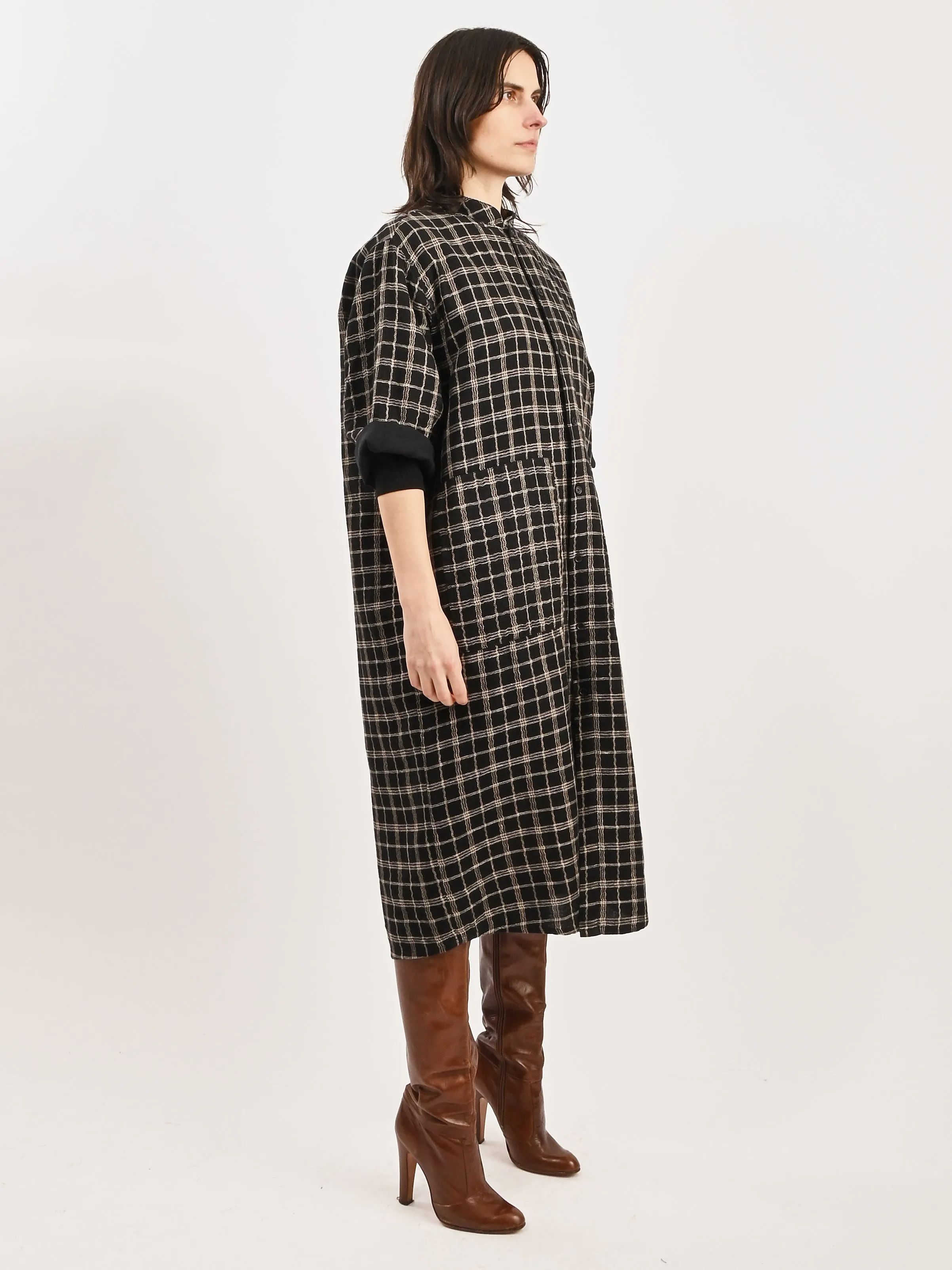 Black Curvy Grid Back X Dress