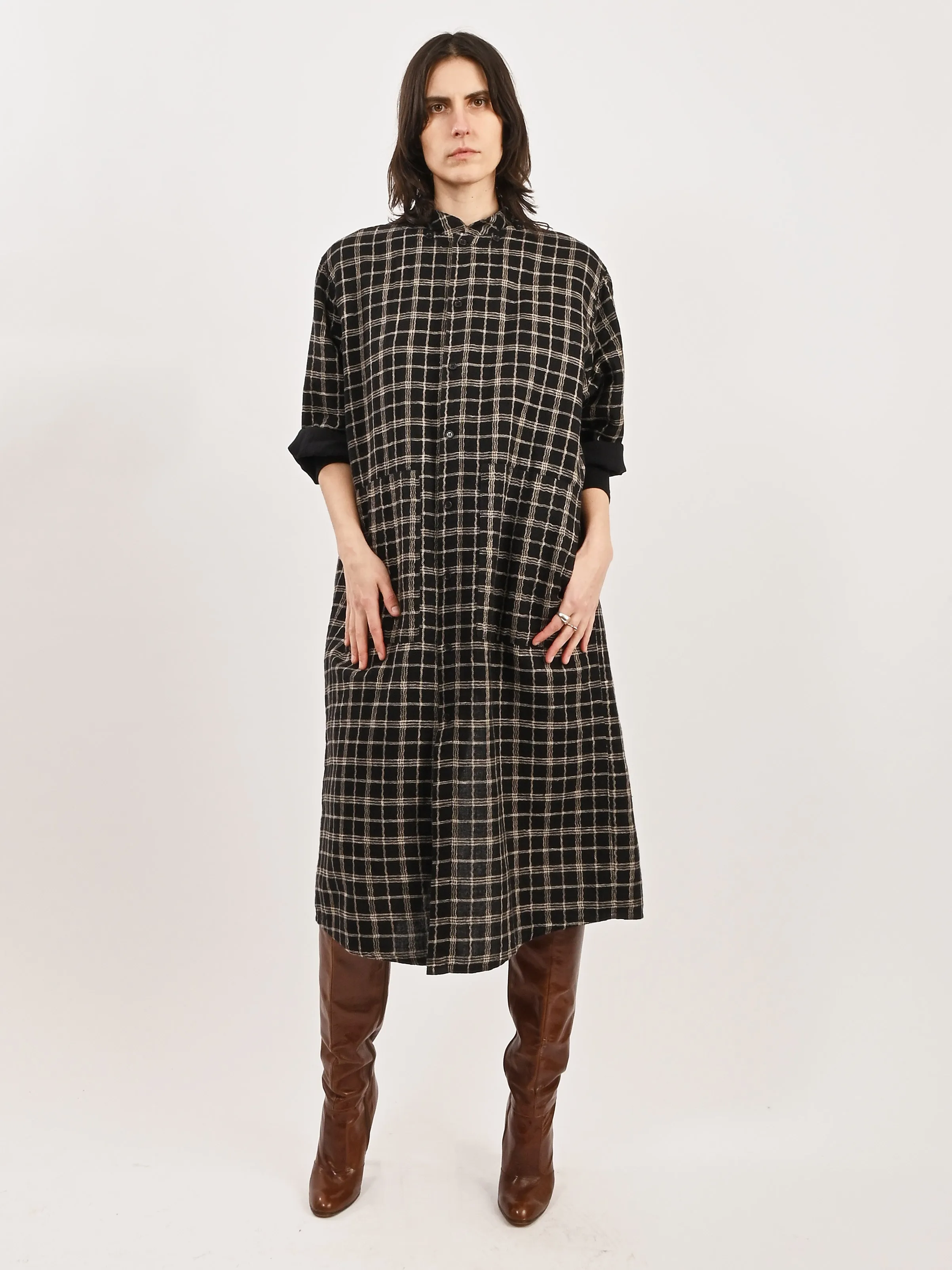 Black Curvy Grid Back X Dress