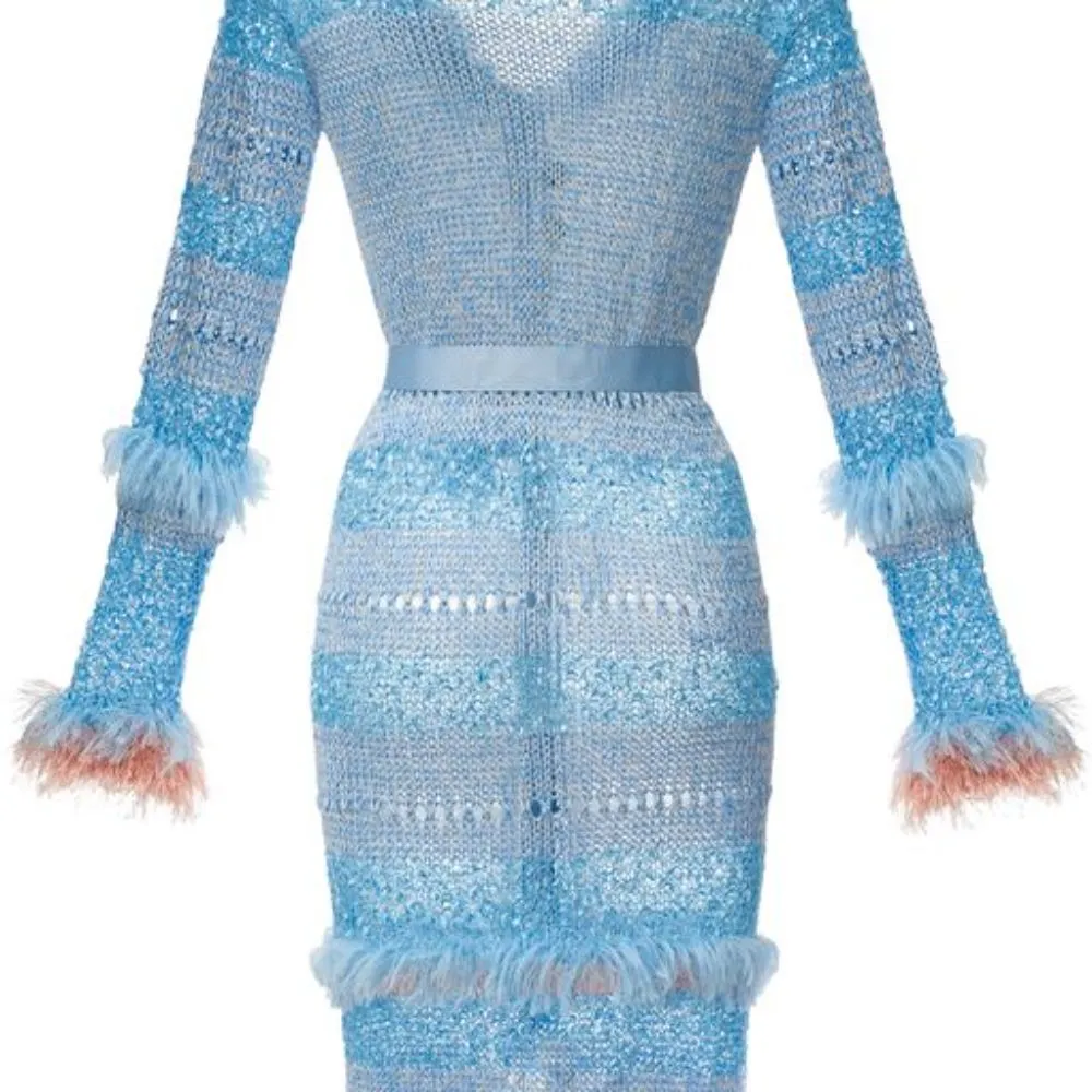 Blue Handmade Knit Cardigan