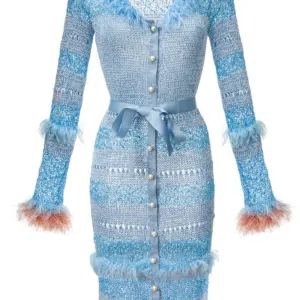 Blue Handmade Knit Cardigan