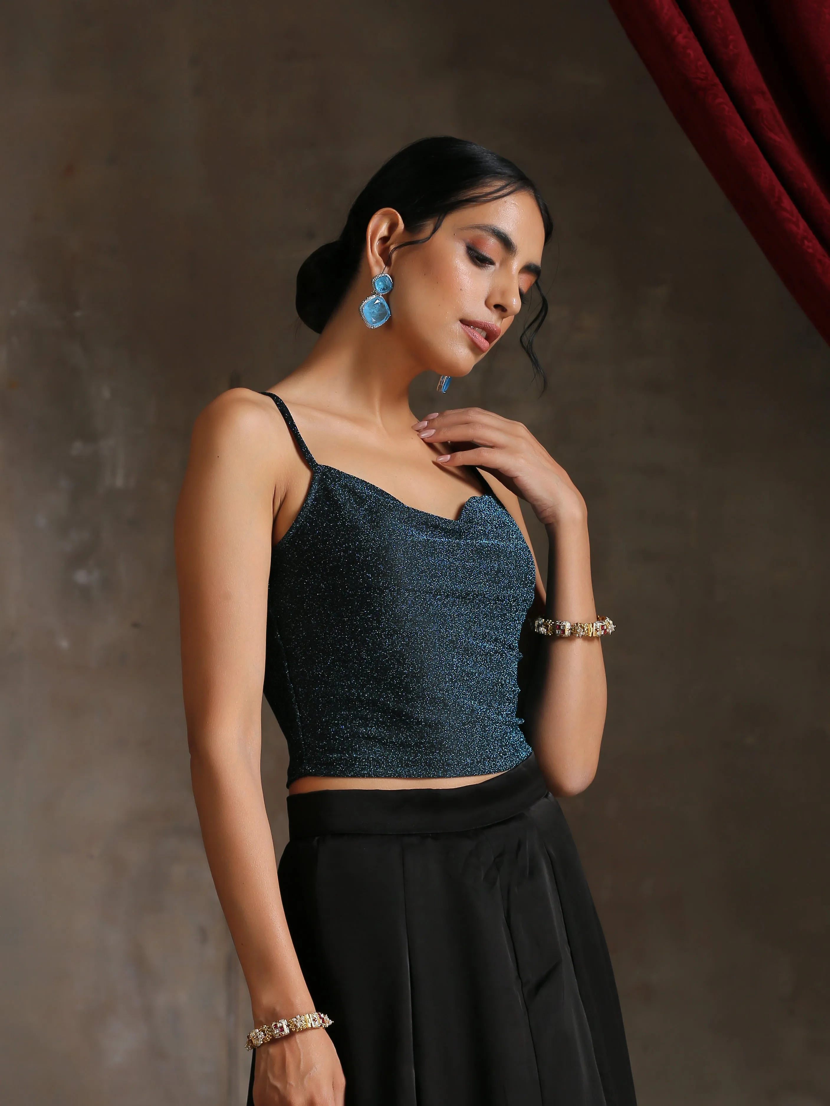 Blue Moon High Stretch Knit Blouse