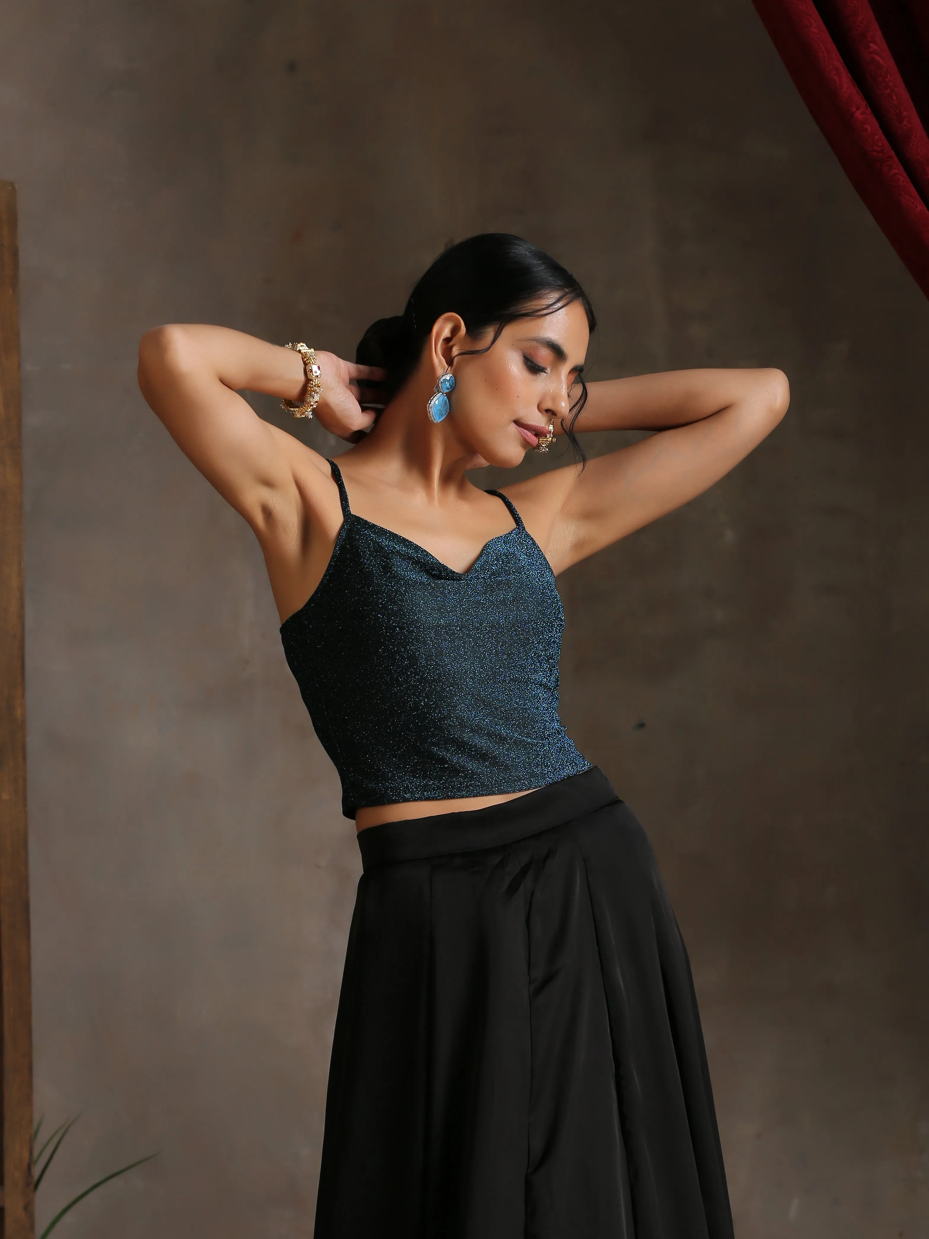 Blue Moon High Stretch Knit Blouse