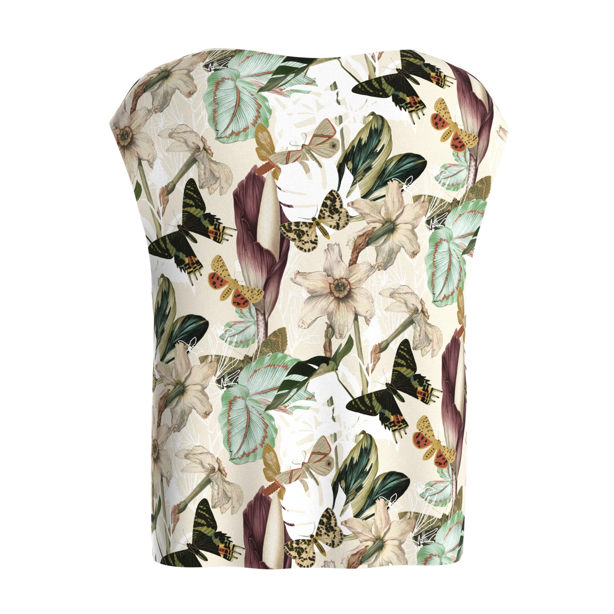 Boat Neck Butterflies Blouse