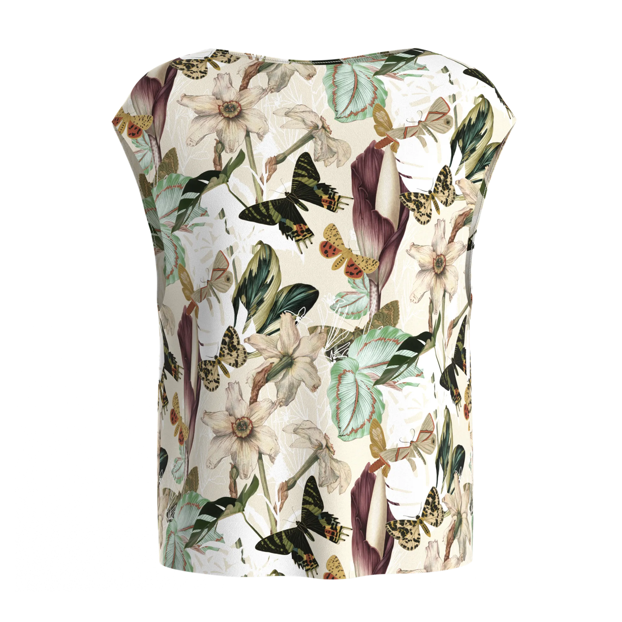 Boat Neck Butterflies Blouse